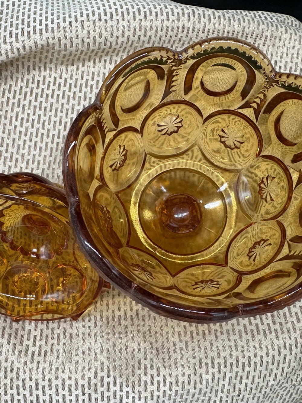Amber Moon and Stars Small Compote Dish Vintage - Picture 5 of 6